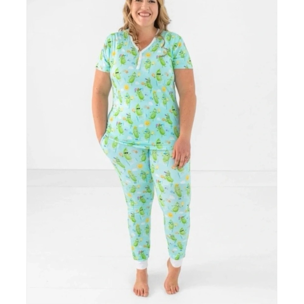 Little Sleepies Pajama Pants Size L Blue Pickleball Lunaluxe Bamboo Jogger PJ